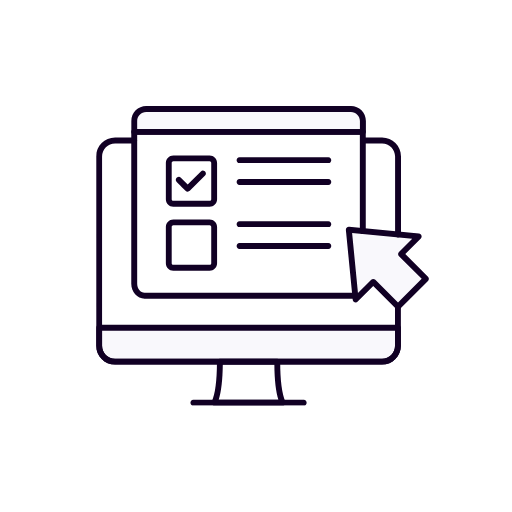 Spectrum 6 project brief icon: A computer screen with a checklist, one item checked, signifying project kick-off or requirements submission.